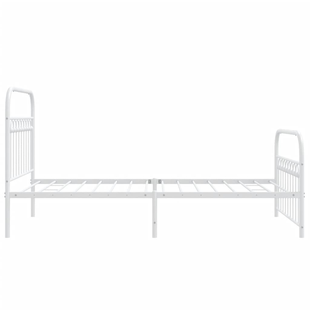 Sengeramme i metall med hode- og fotgavl hvit 100x190 cm