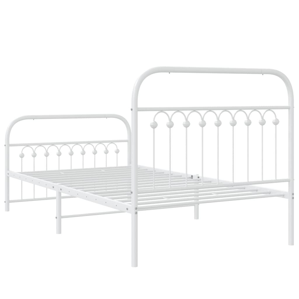 Sengeramme i metall med hode- og fotgavl hvit 100x190 cm