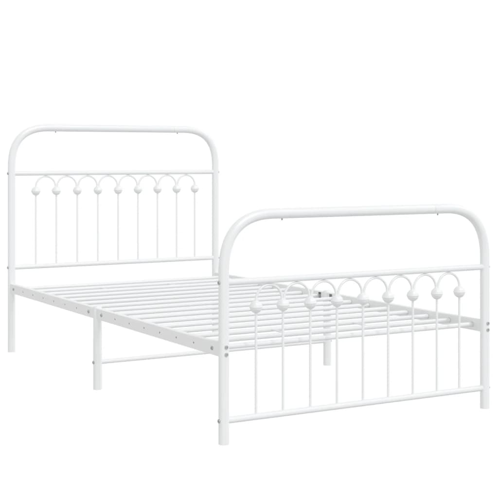 Sengeramme i metall med hode- og fotgavl hvit 100x200 cm