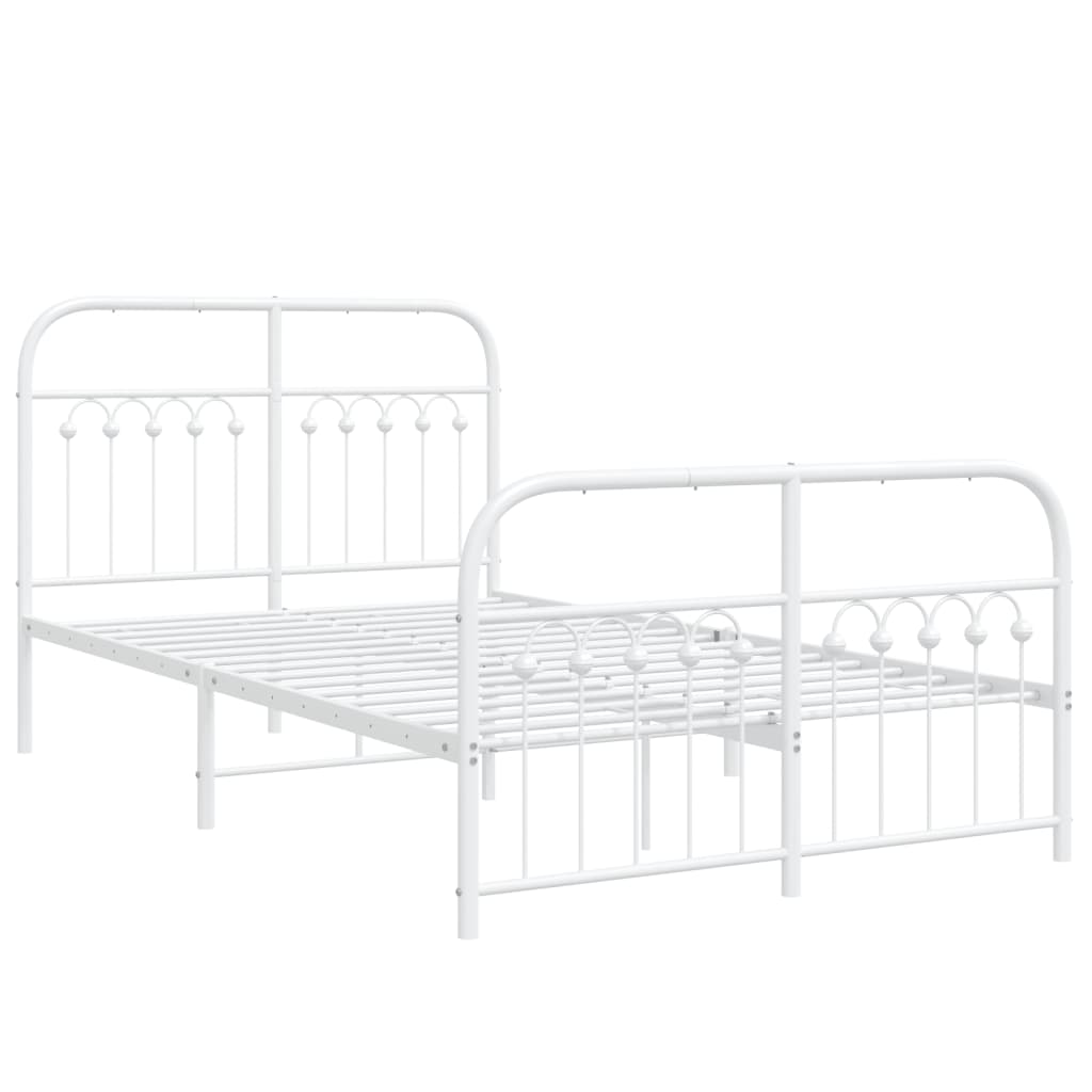 Sengeramme i metall med hode- og fotgavl hvit 120x190 cm