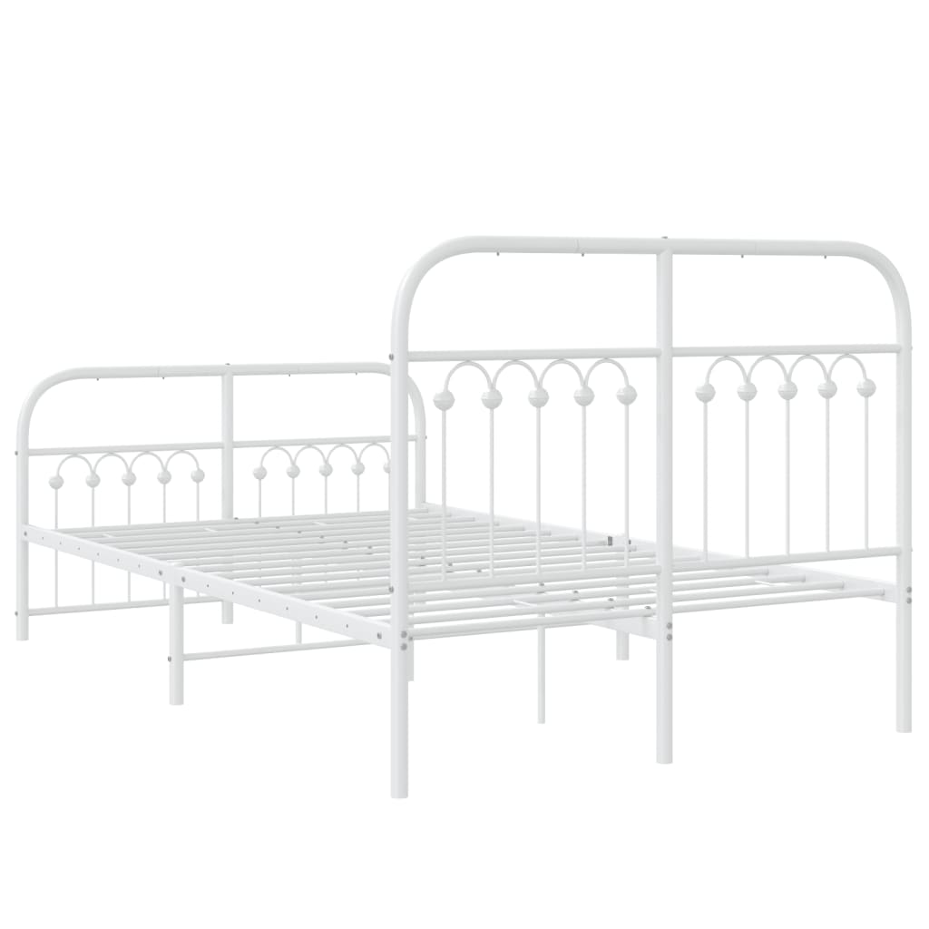 Sengeramme i metall med hode- og fotgavl hvit 120x190 cm