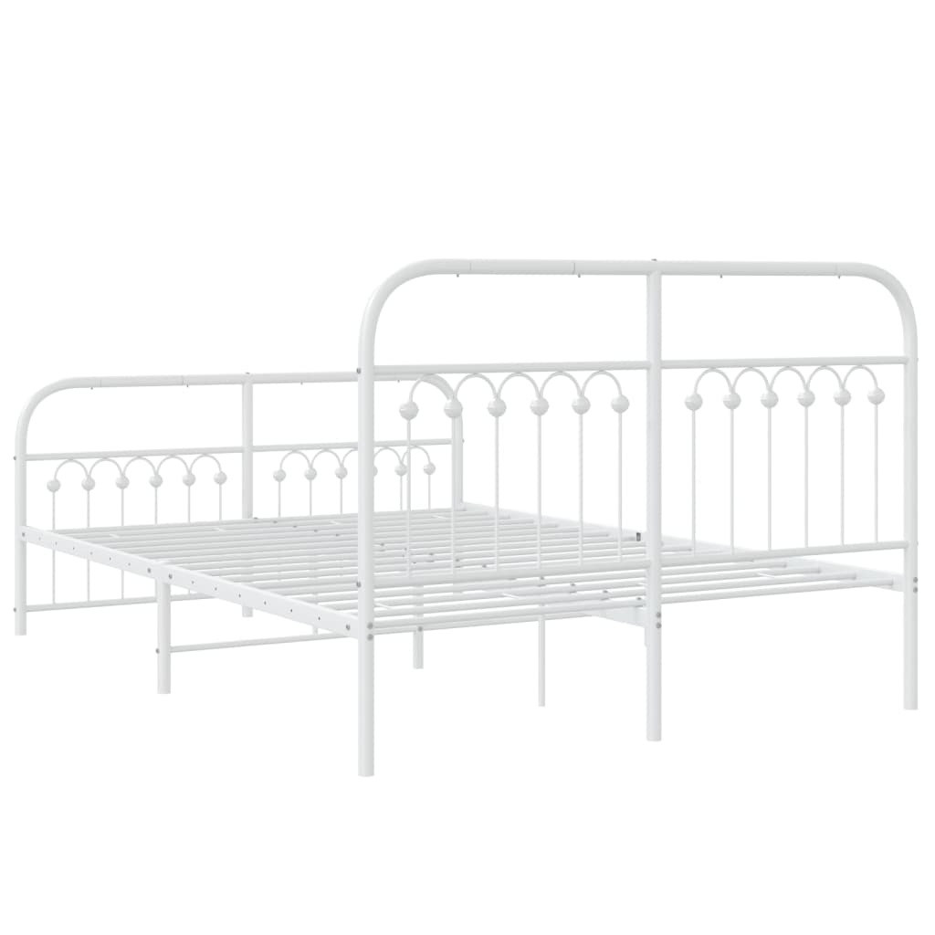 Sengeramme i metall med hode- og fotgavl hvit 137x190 cm
