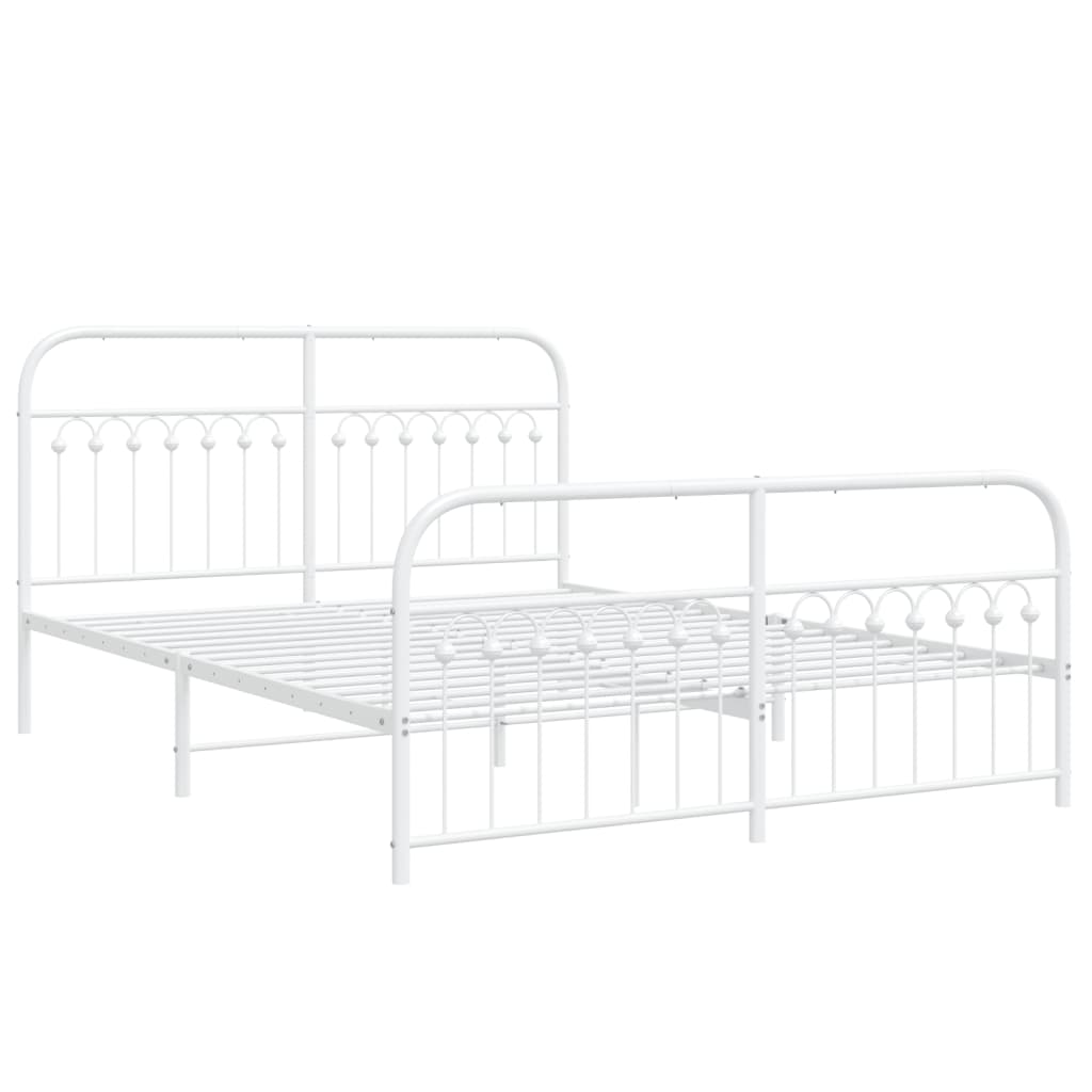 Sengeramme i metall med hode- og fotgavl hvit 150x200 cm