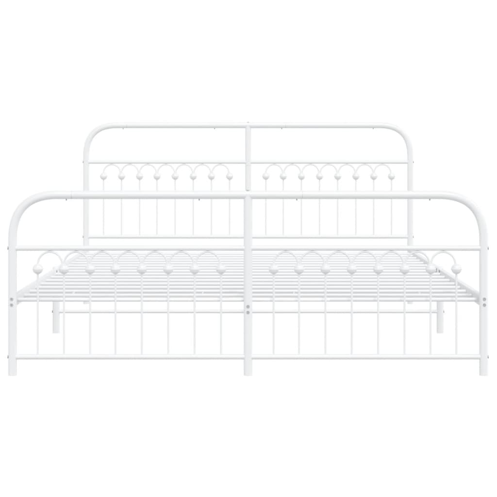 Sengeramme i metall med hode- og fotgavl hvit 183x213 cm
