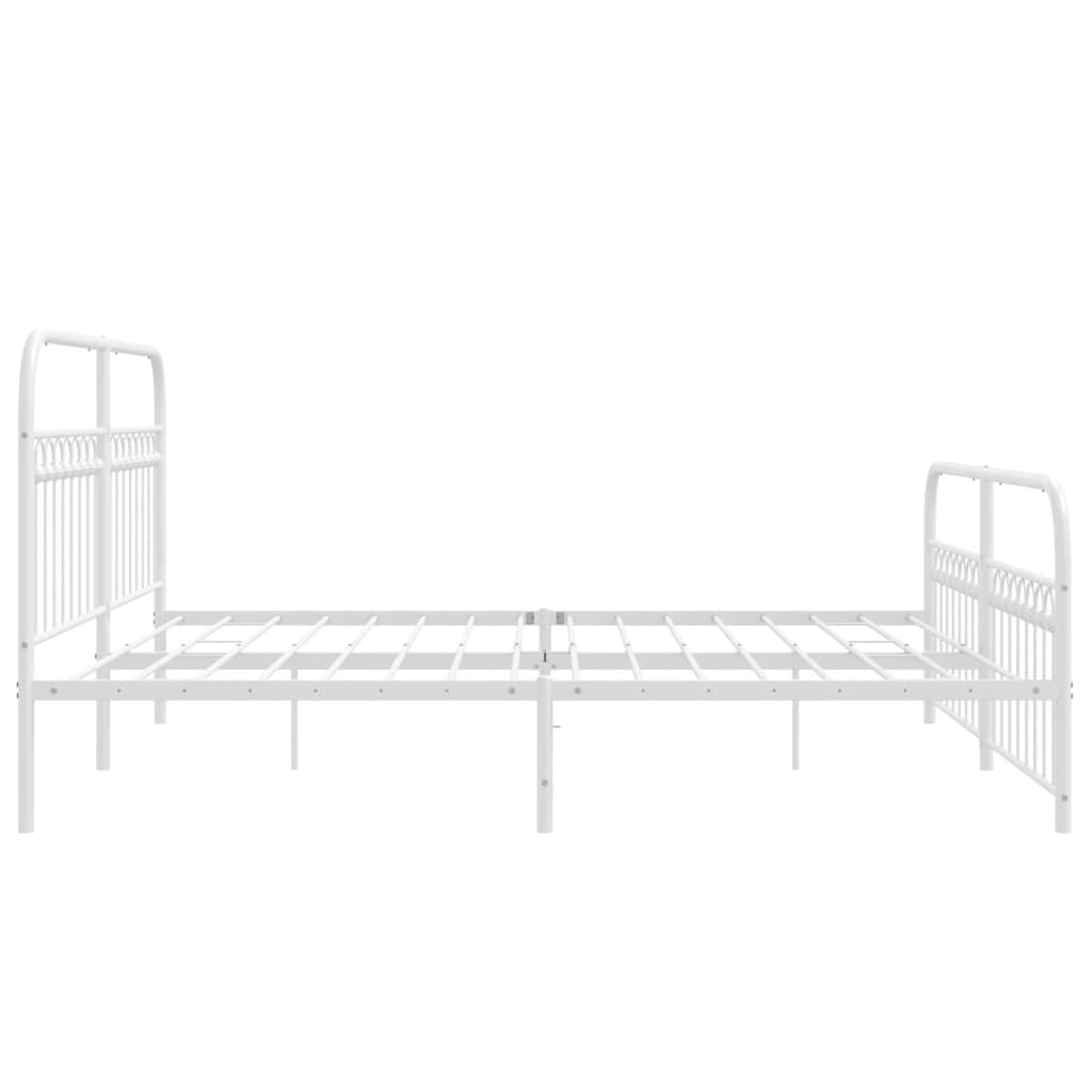 Sengeramme i metall med hode- og fotgavl hvit 183x213 cm