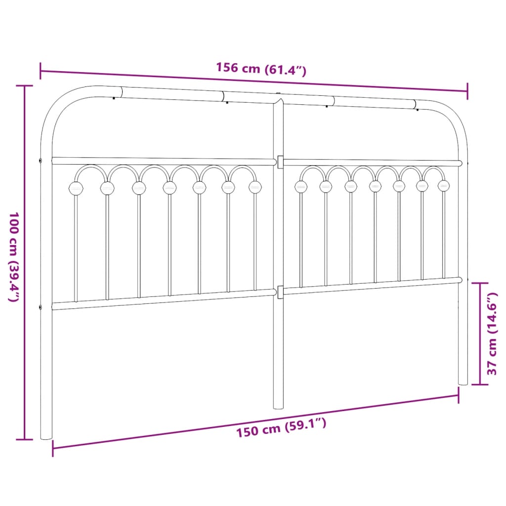 Utskiftbar sengegavl i metall hvit 150 cm