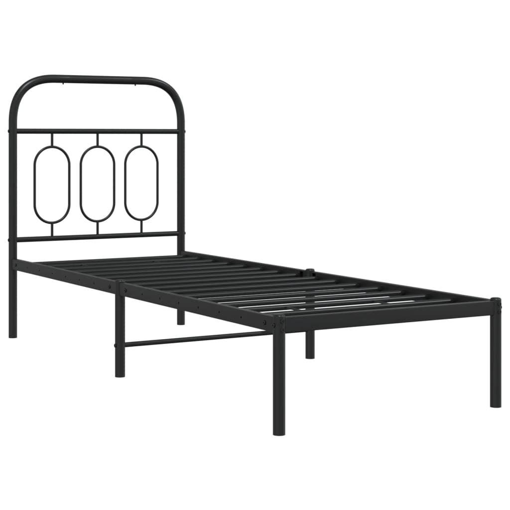Sengeramme i metall med hodegavl svart 75x190 cm
