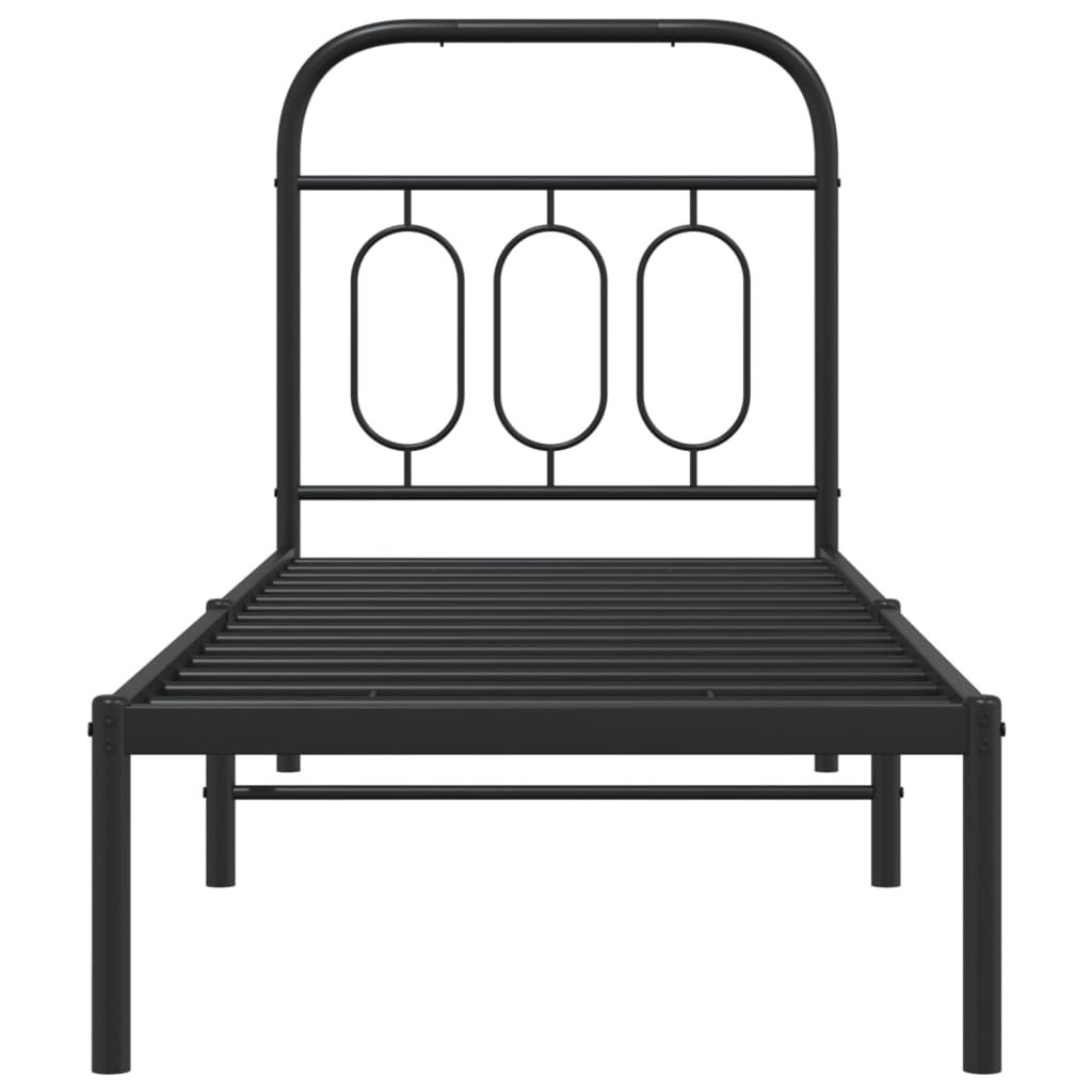 Sengeramme i metall med hodegavl svart 75x190 cm