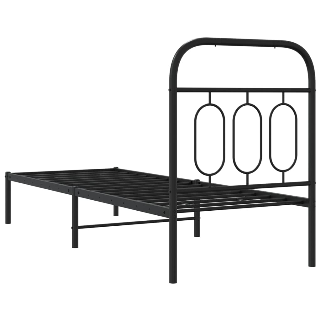 Sengeramme i metall med hodegavl svart 75x190 cm