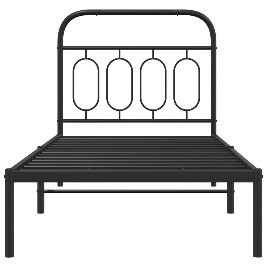 Sengeramme i metall med hodegavl svart 90x190 cm