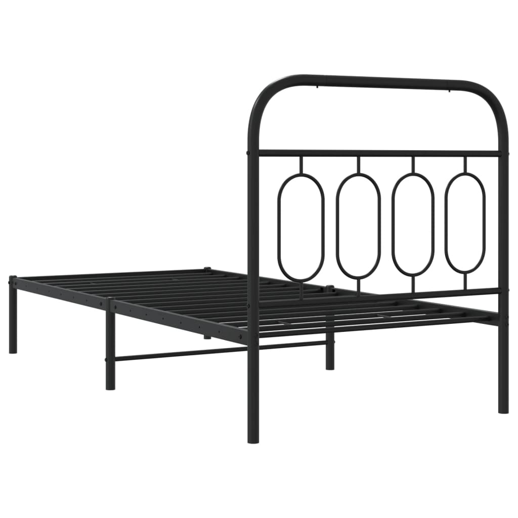 Sengeramme i metall med hodegavl svart 90x190 cm