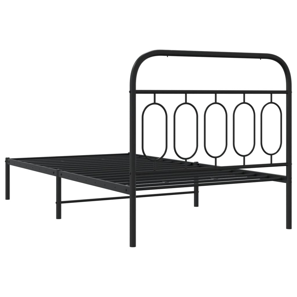 Sengeramme i metall med hodegavl svart 100x190 cm