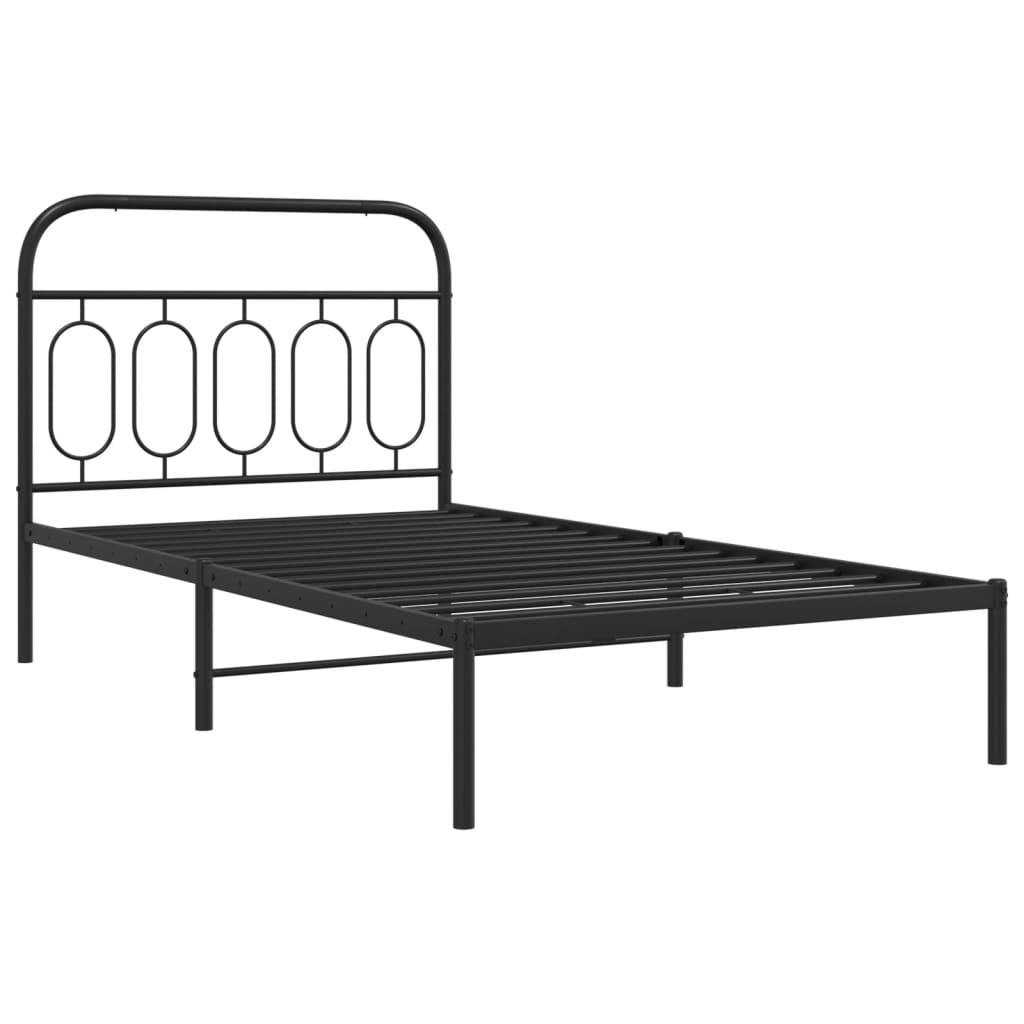 Sengeramme i metall med hodegavl svart 107x203 cm