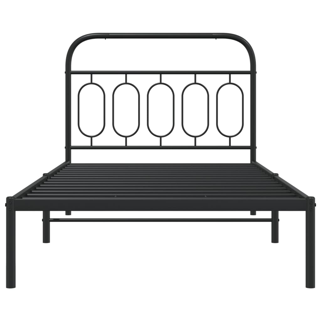 Sengeramme i metall med hodegavl svart 107x203 cm