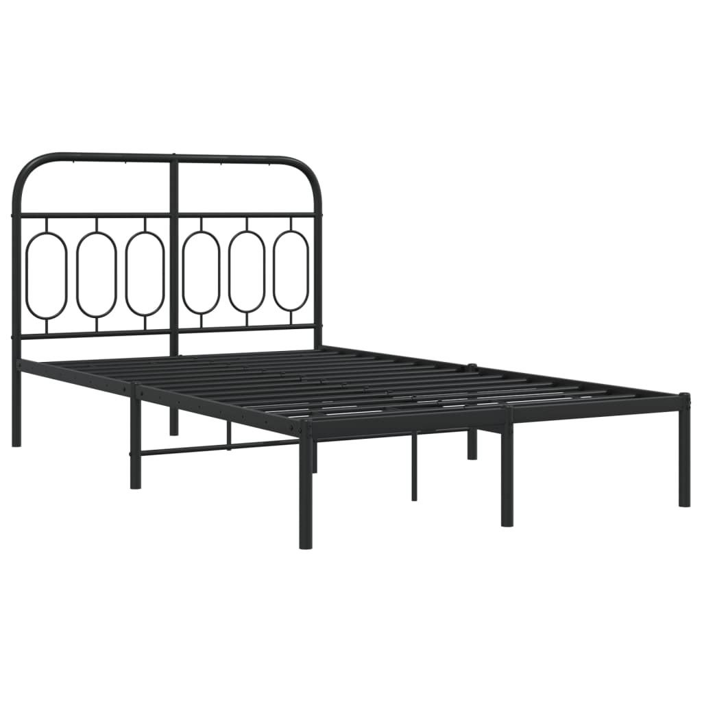 Sengeramme i metall med hodegavl svart 120x190 cm