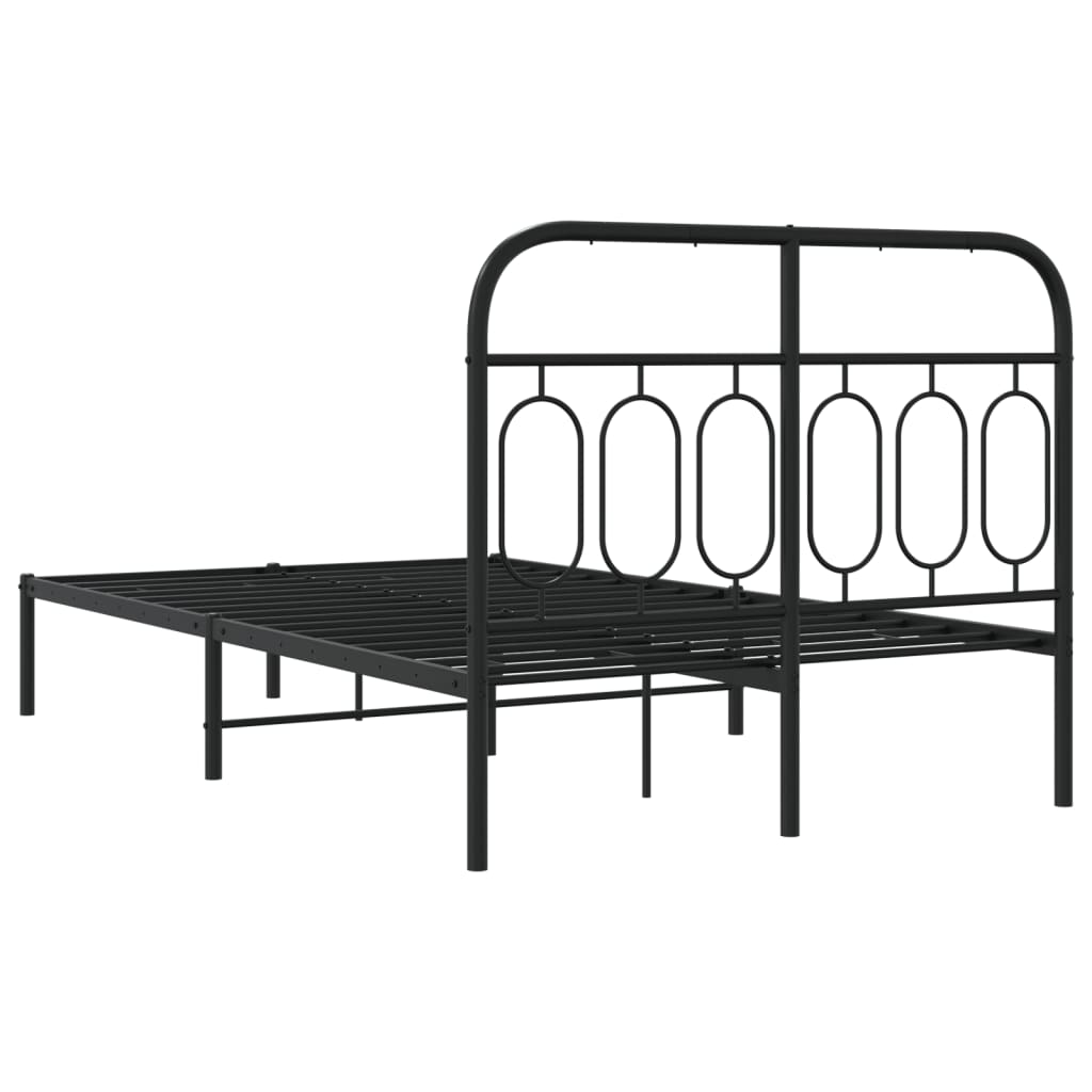 Sengeramme i metall med hodegavl svart 120x190 cm