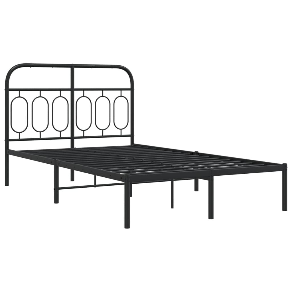 Sengeramme i metall med sengegavl svart 120x200 cm