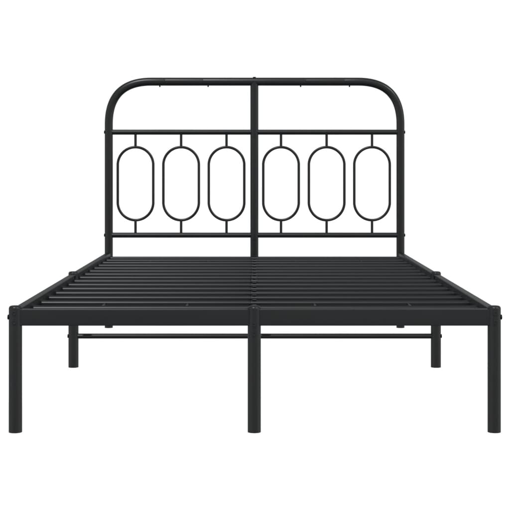 Sengeramme i metall med sengegavl svart 120x200 cm