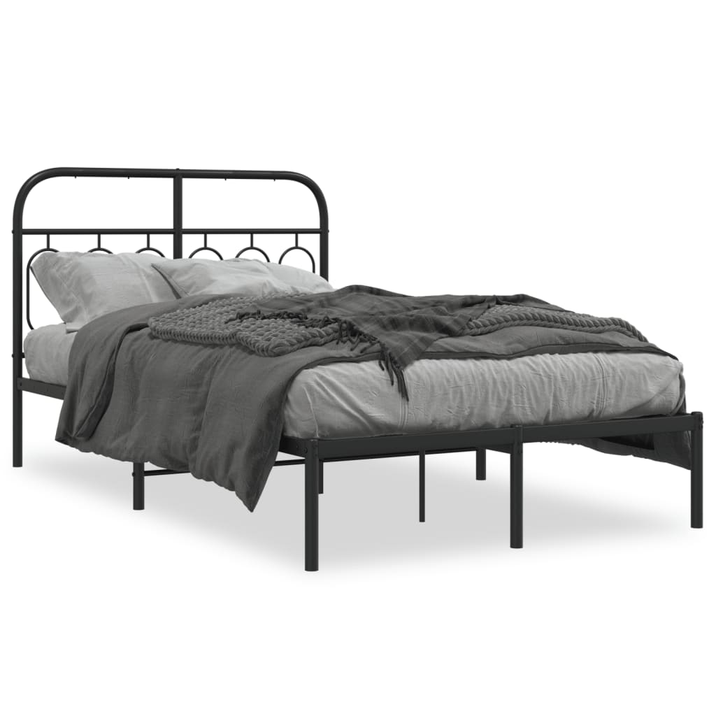 Sengeramme i metall med sengegavl svart 120x200 cm