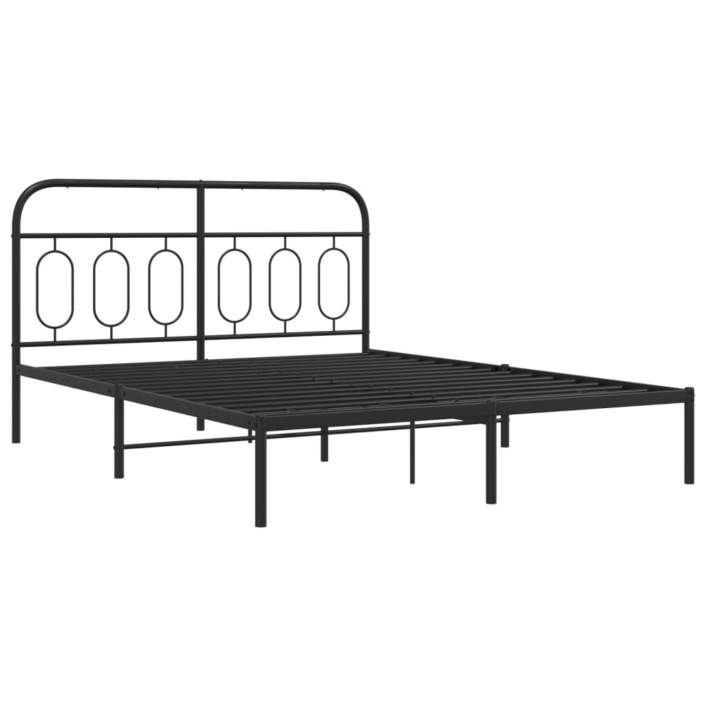 Sengeramme i metall med hodegavl svart 140x190 cm