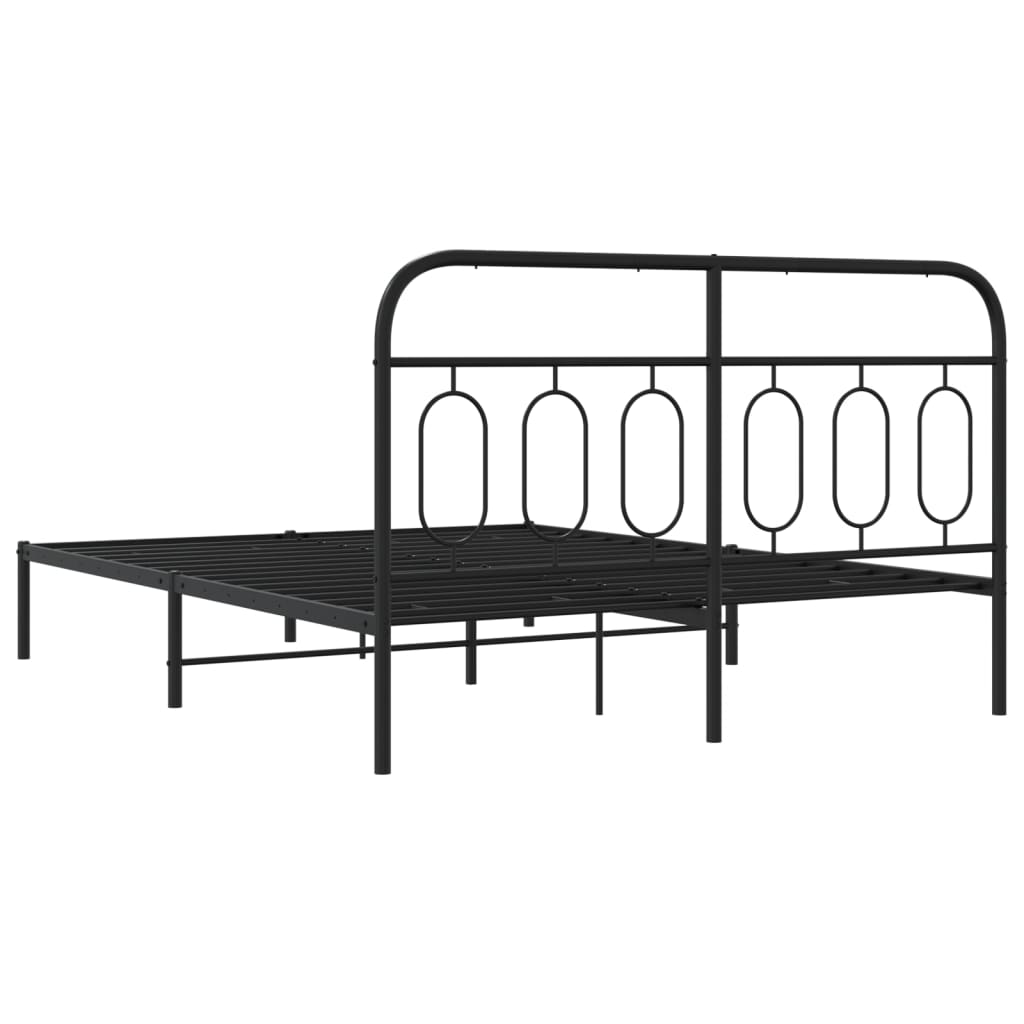 Sengeramme i metall med hodegavl svart 140x190 cm