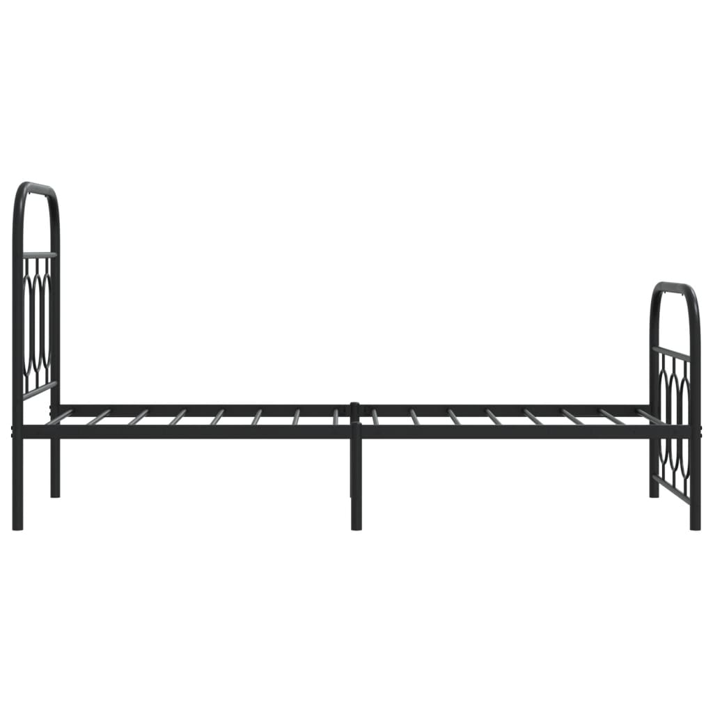 Sengeramme i metall med hode- og fotgavl svart 75x190 cm