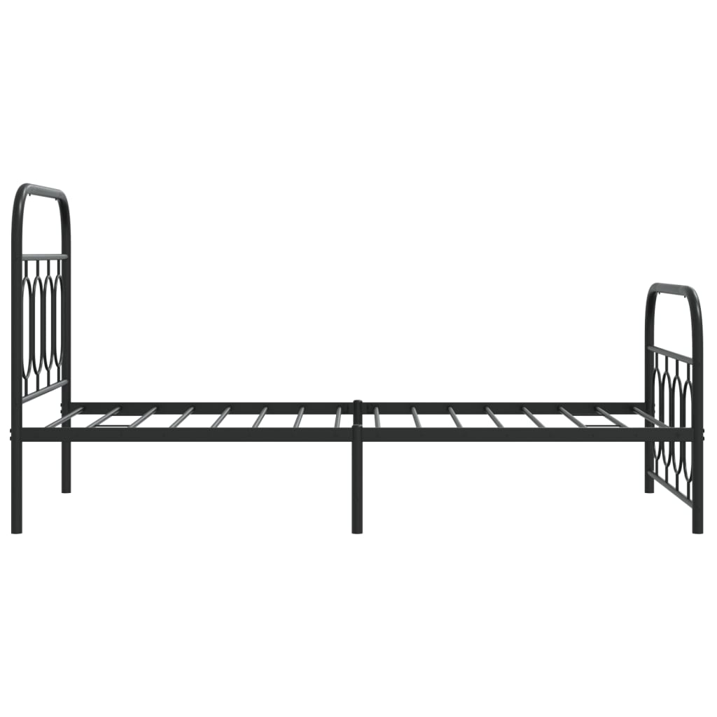 Sengeramme i metall med hode- og fotgavl svart 90x200 cm