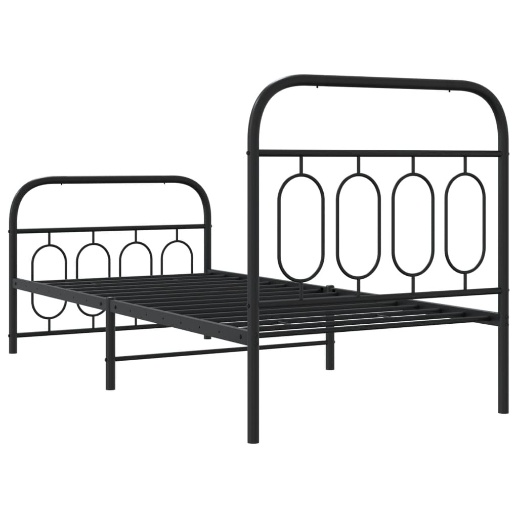 Sengeramme i metall med hode- og fotgavl svart 90x200 cm