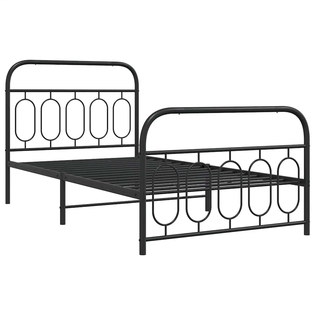 Sengeramme i metall med hode- og fotgavl svart 100x190 cm vidaXL