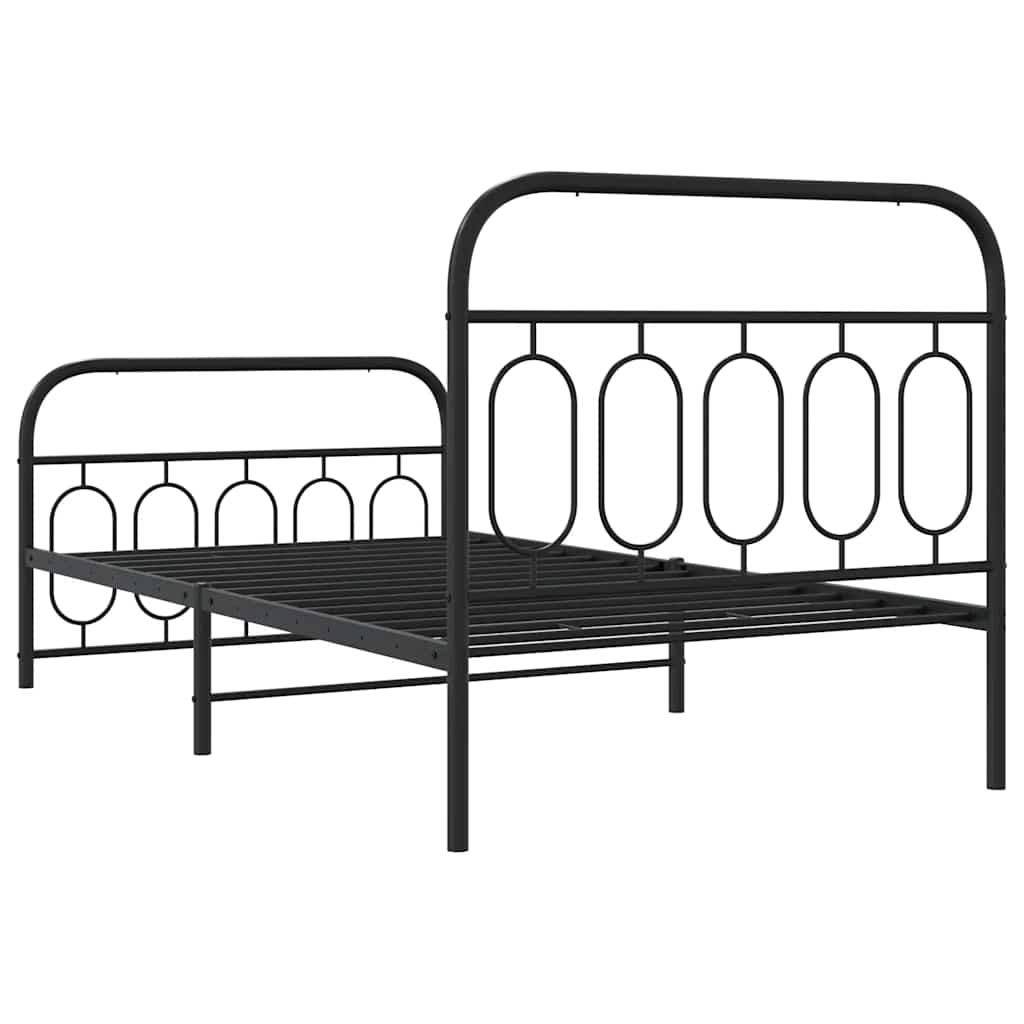 Sengeramme i metall med hode- og fotgavl svart 100x190 cm vidaXL