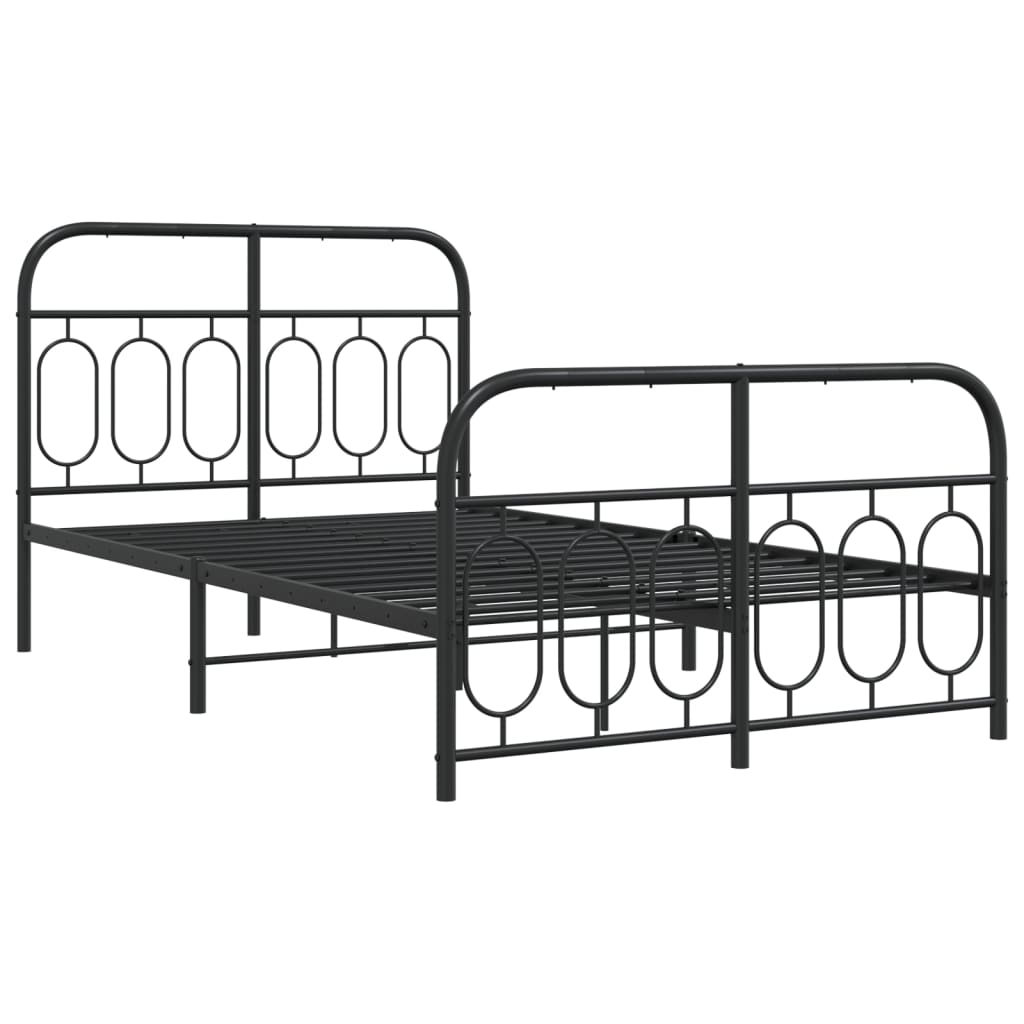 Sengeramme i metall med hode- og fotgavl svart 120x190 cm