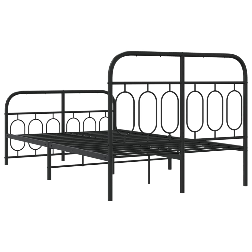 Sengeramme i metall med hode- og fotgavl svart 120x190 cm