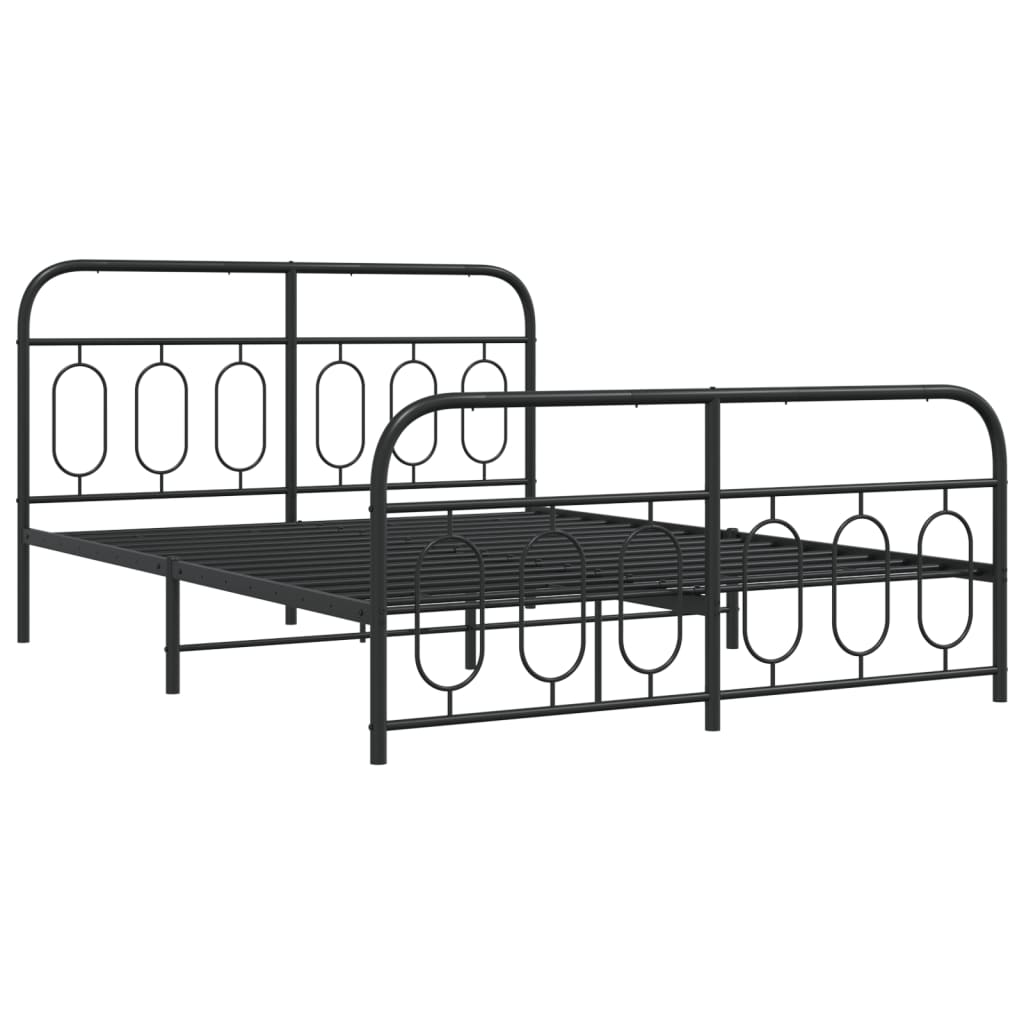 Sengeramme i metall med hode- og fotgavl svart 135x190 cm