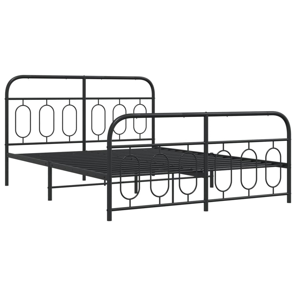 Sengeramme i metall med hode- og fotgavl svart 140x190 cm