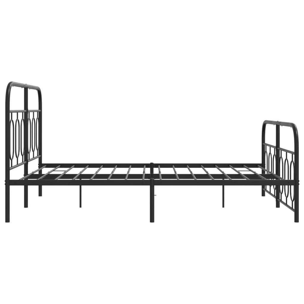 Sengeramme i metall med hode- og fotgavl svart 140x190 cm
