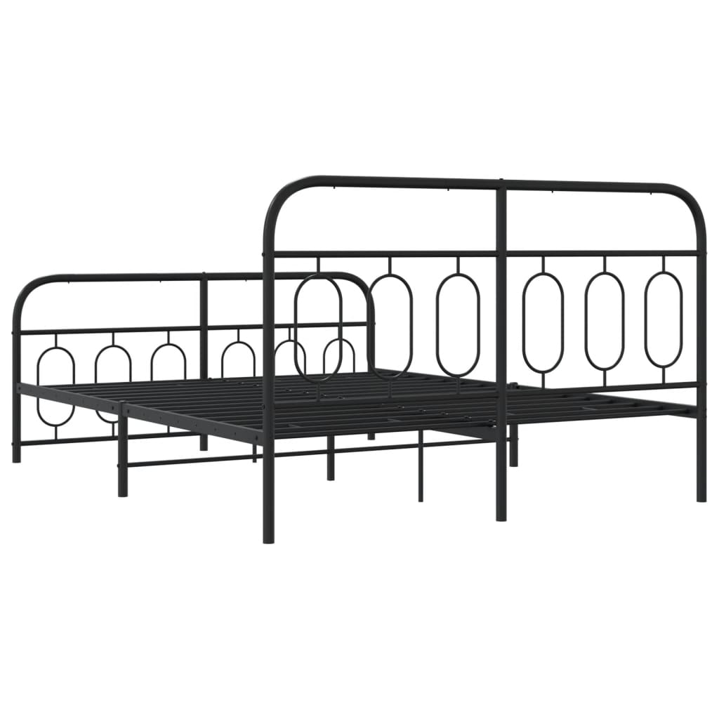 Sengeramme i metall med hode- og fotgavl svart 140x190 cm