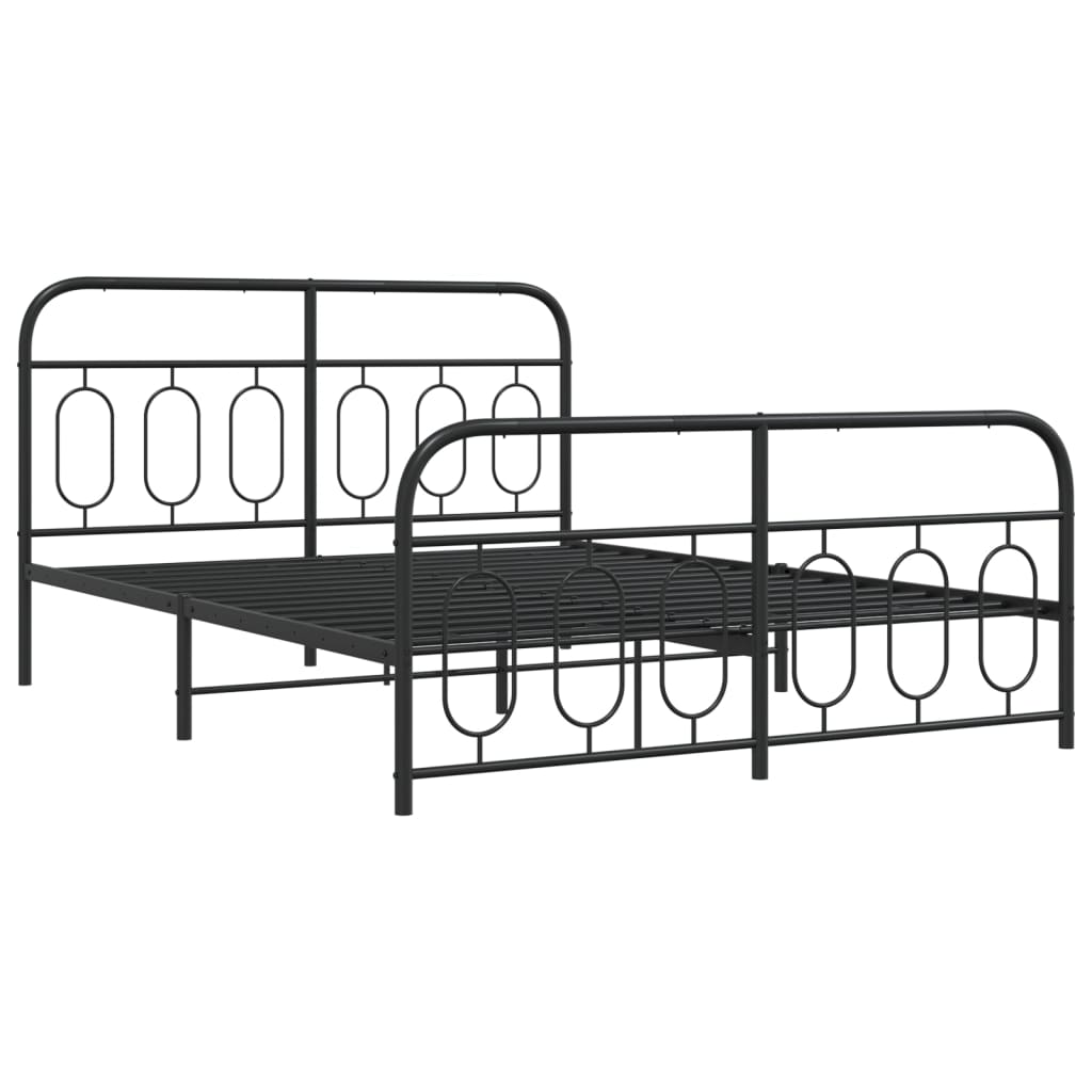 Sengeramme i metall med hode- og fotgavl svart 150x200 cm