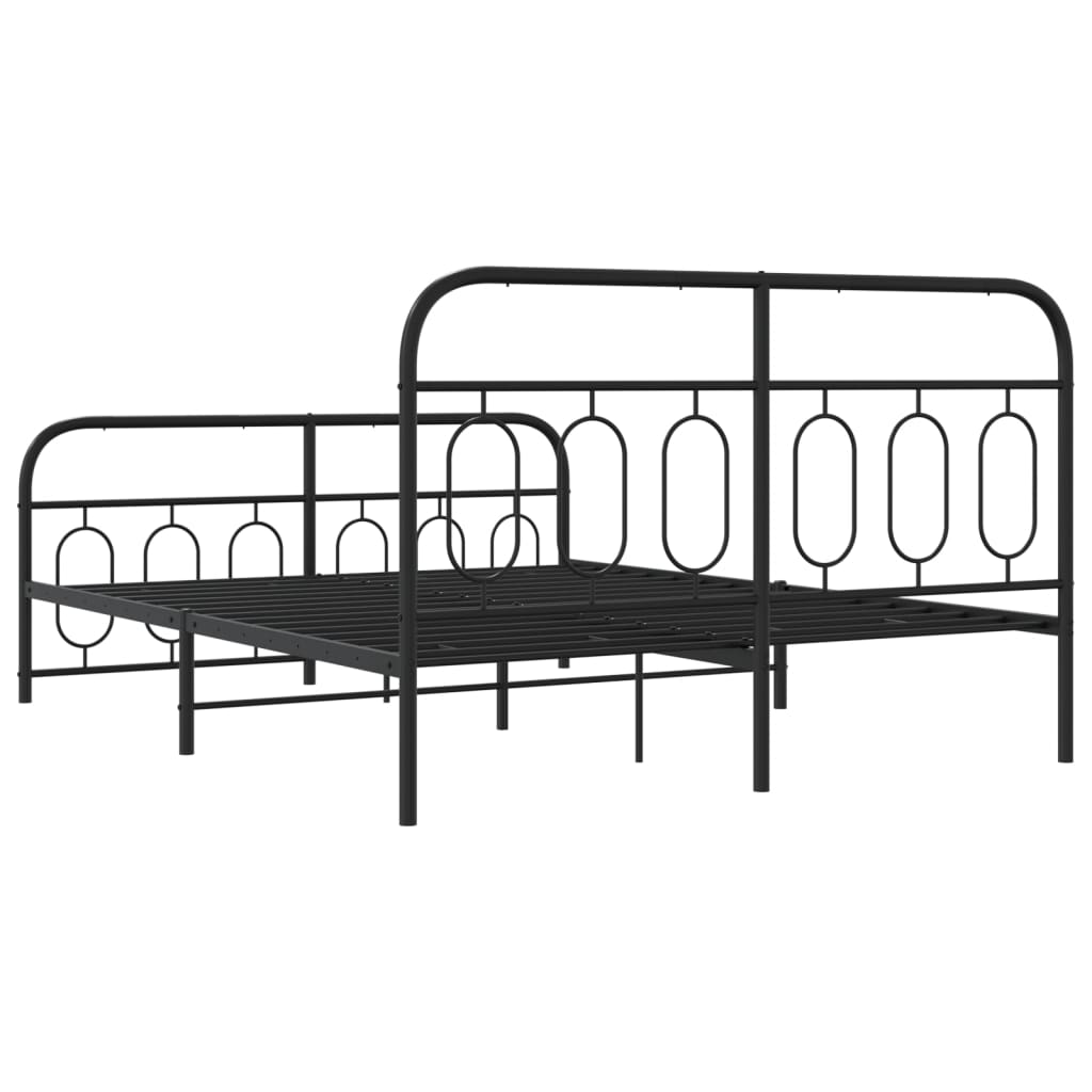 Sengeramme i metall med hode- og fotgavl svart 150x200 cm