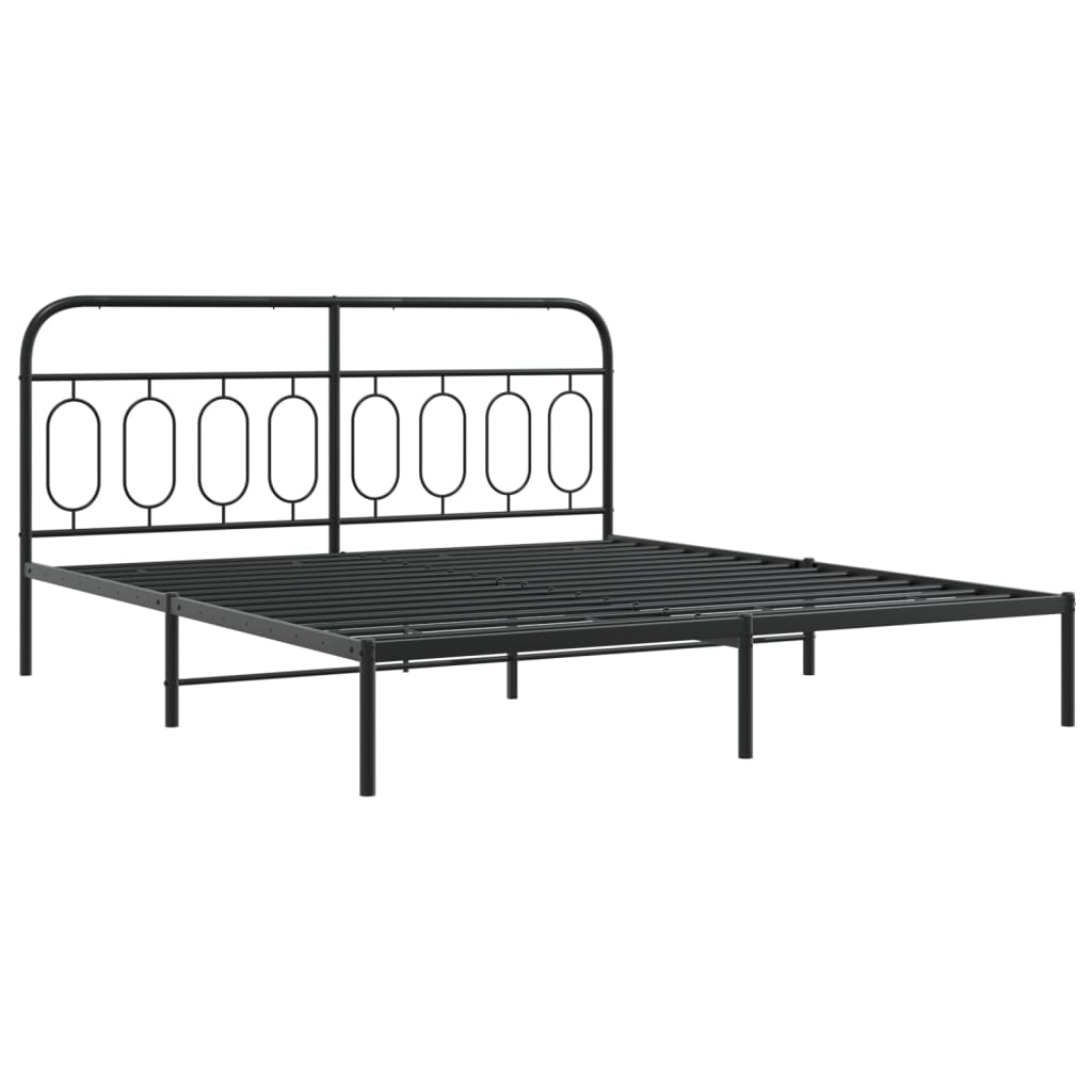 Sengeramme i metall med hode- og fotgavl svart 183x213 cm