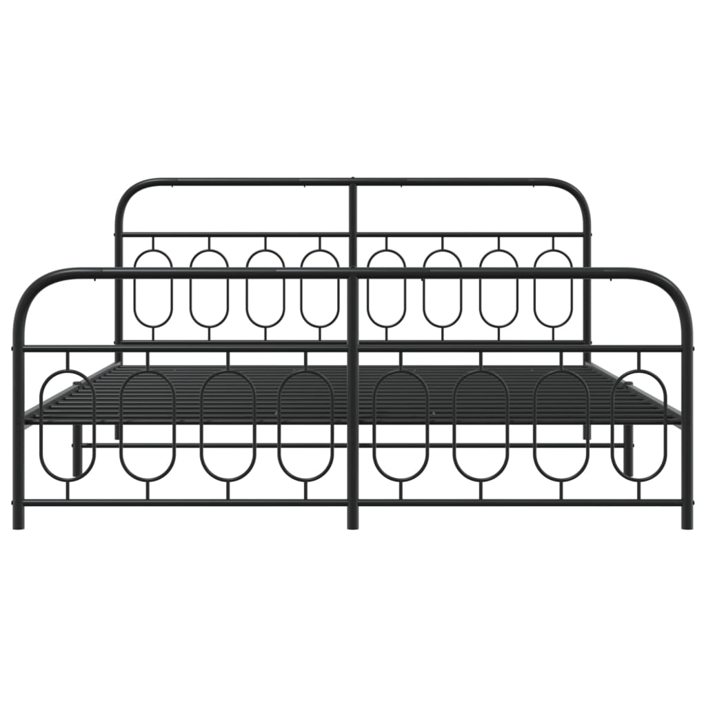 Sengeramme i metall med hode- og fotgavl svart 183x213 cm