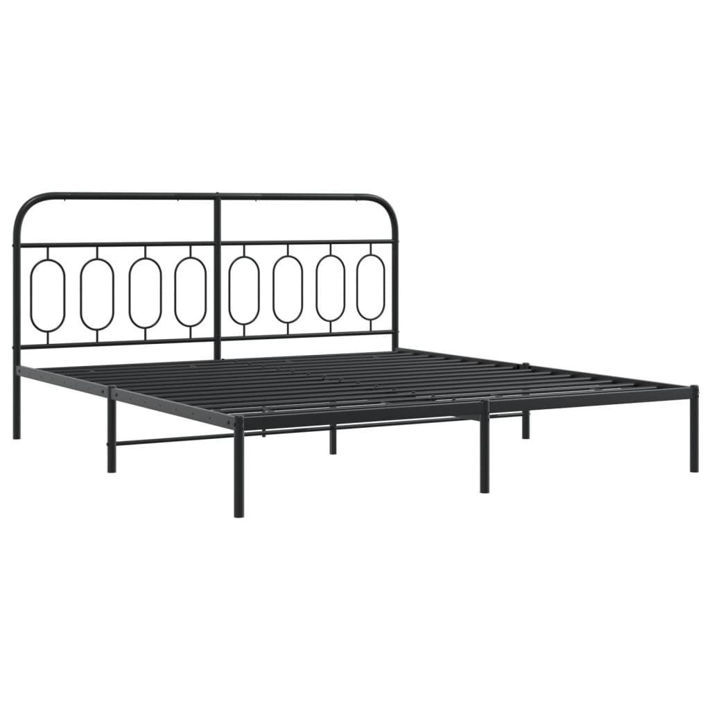 Sengeramme i metall med hode- og fotgavl svart 193x203 cm