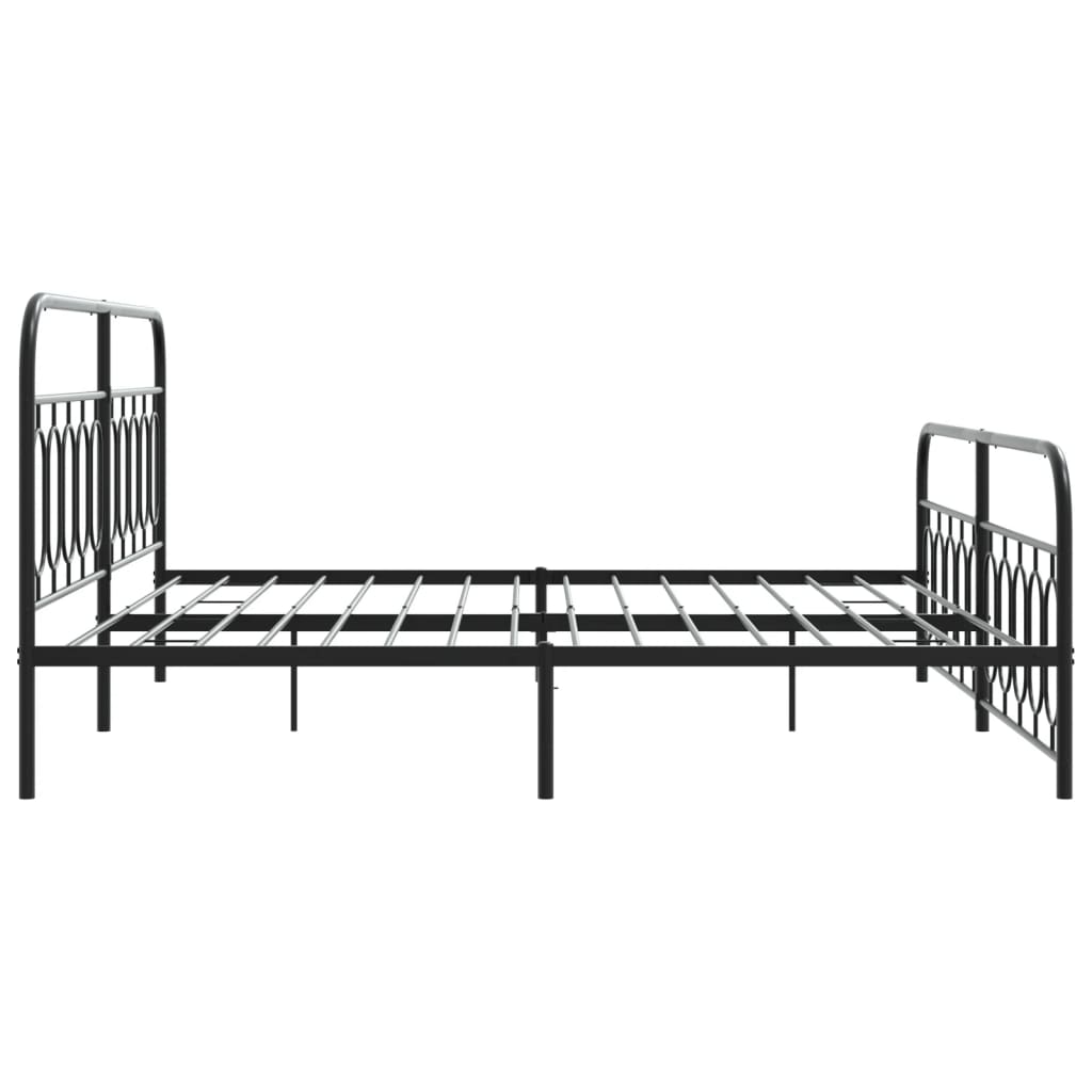 Sengeramme i metall med hode- og fotgavl svart 200x200 cm