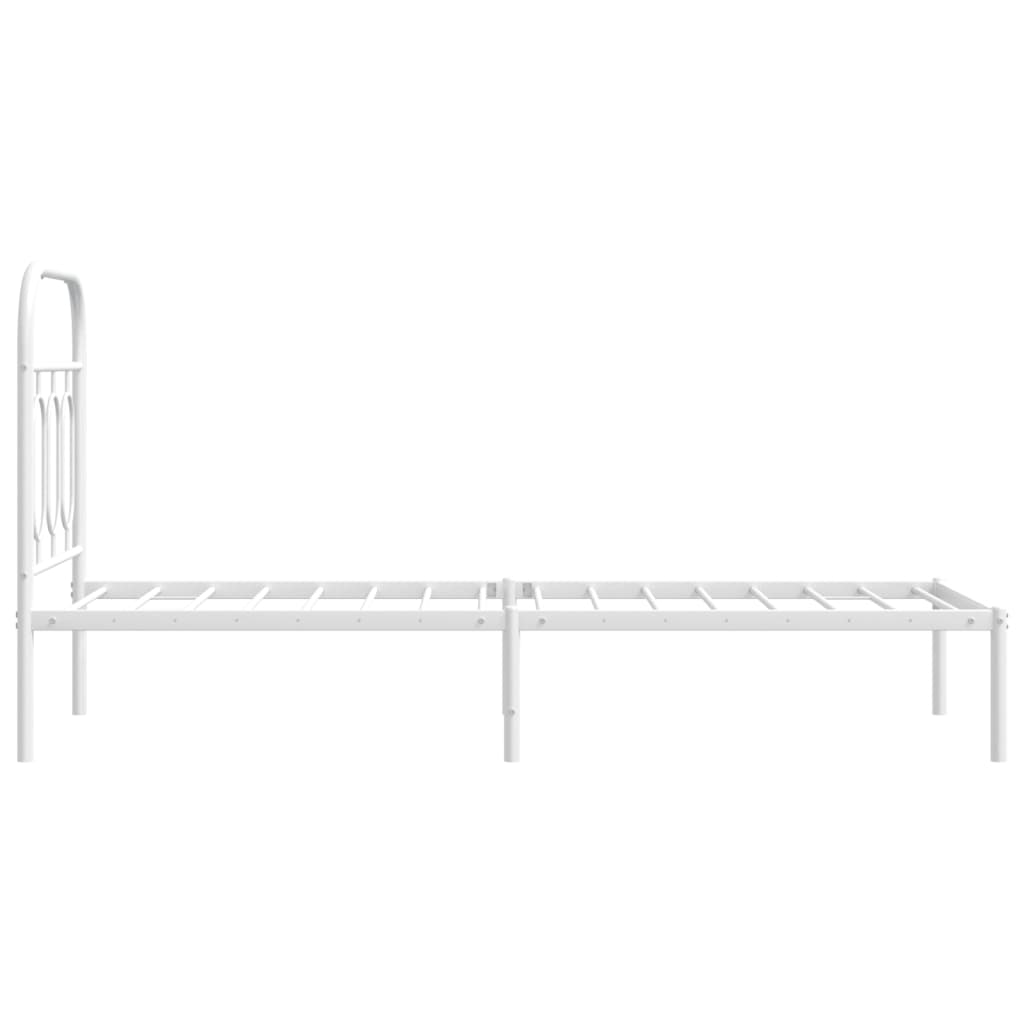 Sengeramme i metall uten madrass med hodegavl hvit 75x190 cm