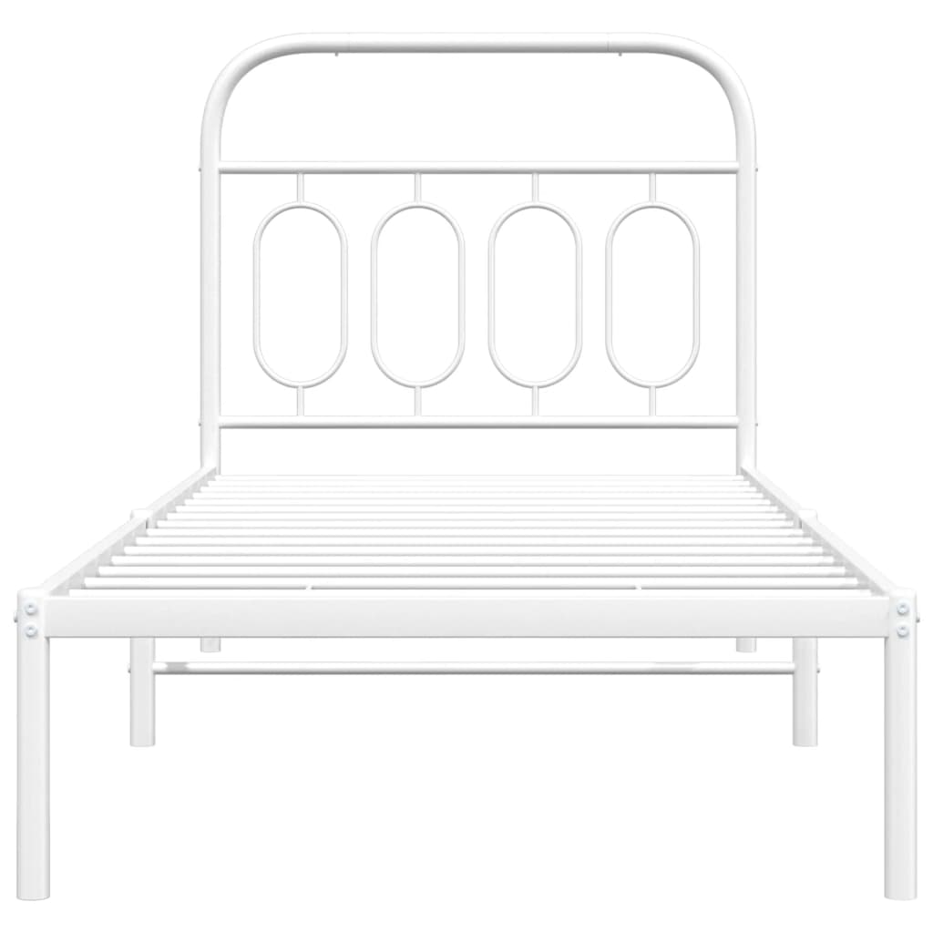 Sengeramme i metall med hodegavl hvit 90x190 cm