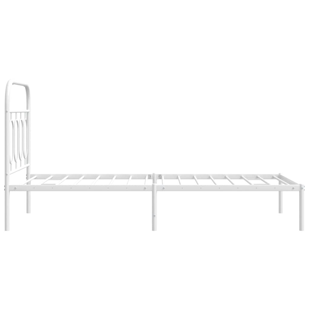 Sengeramme i metall med hodegavl hvit 90x200 cm