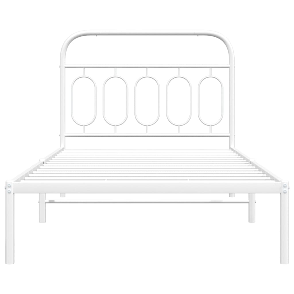 Sengeramme i metall med hodegavl hvit 100x190 cm
