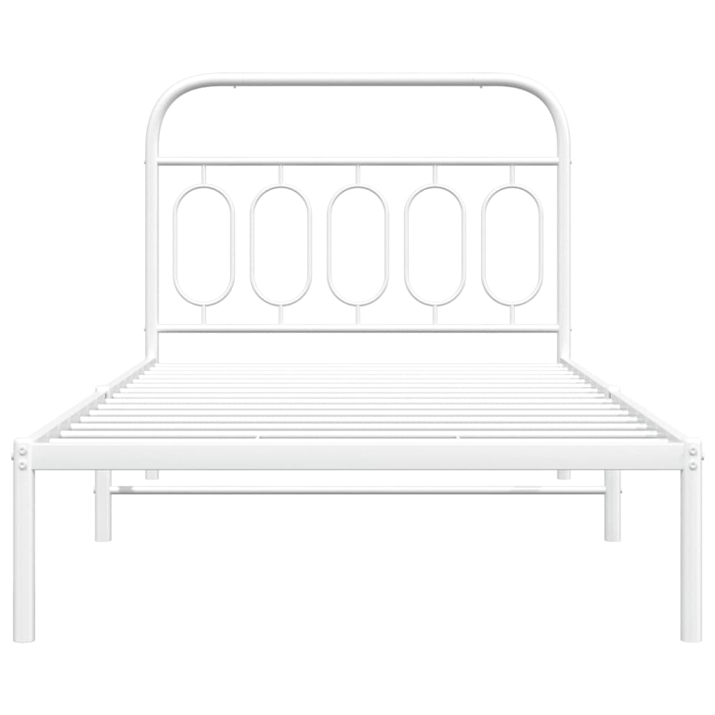 Sengeramme i metall med hodegavl hvit 107x203 cm
