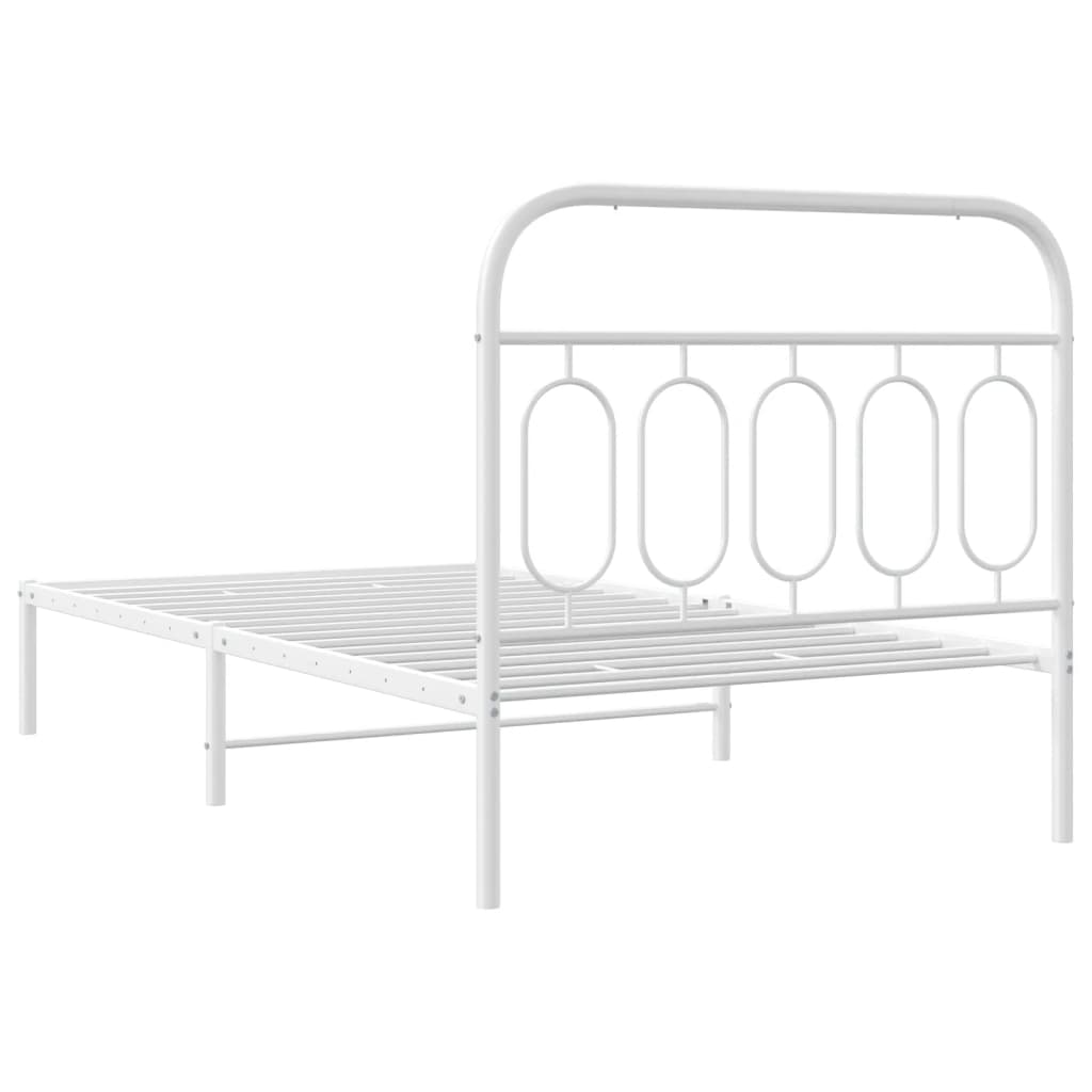 Sengeramme i metall med hodegavl hvit 107x203 cm