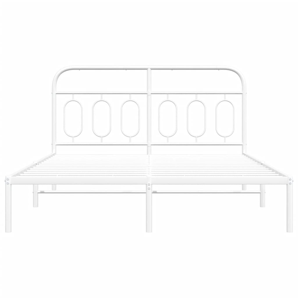 Sengeramme i metall med hodegavl hvit 135x190 cm