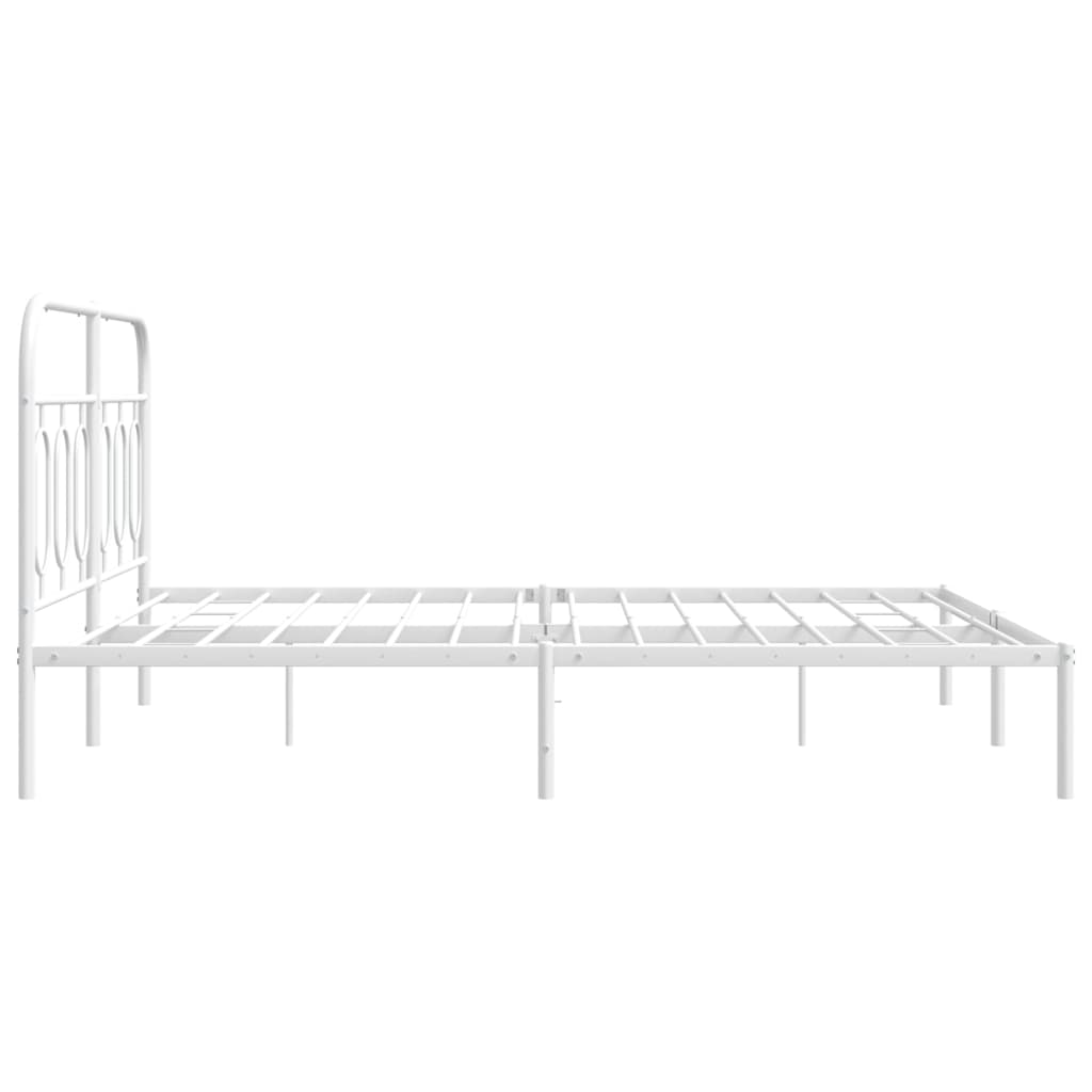 Sengeramme i metall med hodegavl hvit 140x200 cm